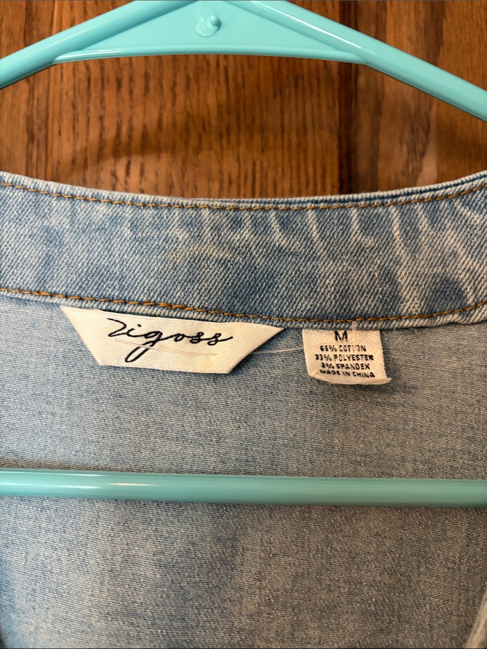 Vigoss Light Blue Denim Button-Front Mini Dress - Picture 2 of 3